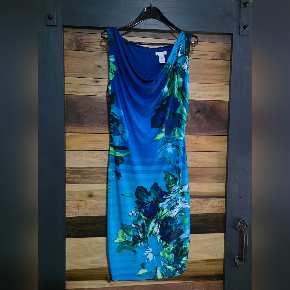 Island Floral Blue Dress by Cache
